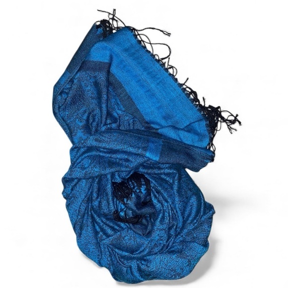 Pashmina* Accessories - PASHMINA* Style Paisley Jacquard Patterned Scarf Wrap Shawl in TUR & BLK